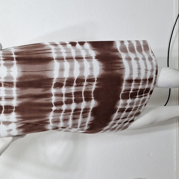Relaxx Brown White Short Sleeve Bohemian Boho Hippie Tie Dye Midi Dress Size 2X - Picture 7 of 13